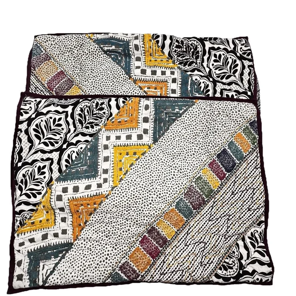 Urban Outfitters Set Of 2 Boho Multi Colored Embroidered Pillow Shams 20x26 - Picture 2 of 11